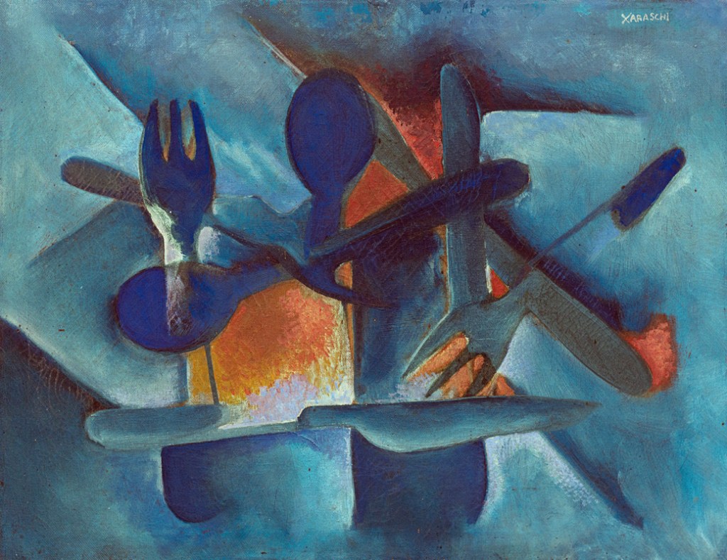 composicion-c-cubiertos-oil-on-canvas-xaraschi